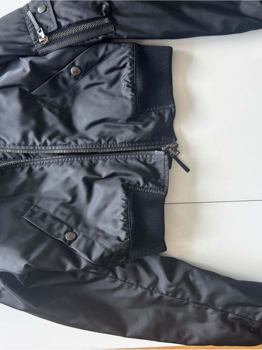 Prada Black Bomber Jacket with Faux Fur Collar - Picture 4 of 8